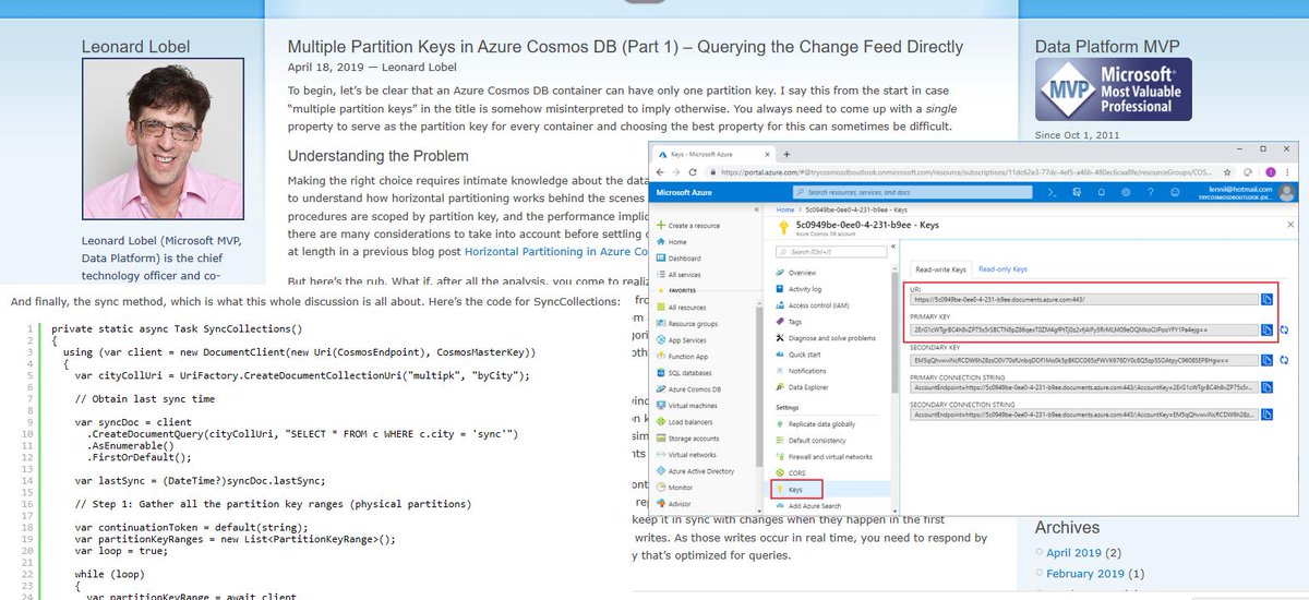 rimmanehme's tweet photo. [Blog] Multiple Partition Keys in Azure Cosmos DB database (Part 1) – Querying the Change Feed Directly by Lenni Lobel
https://t.co/zXWqS8BBtR | #Azure #CosmosDB #database #SQL #NoSQL #BigData #ChangeFeed #Query #EventSourcing https://t.co/qNJVCIRFJI