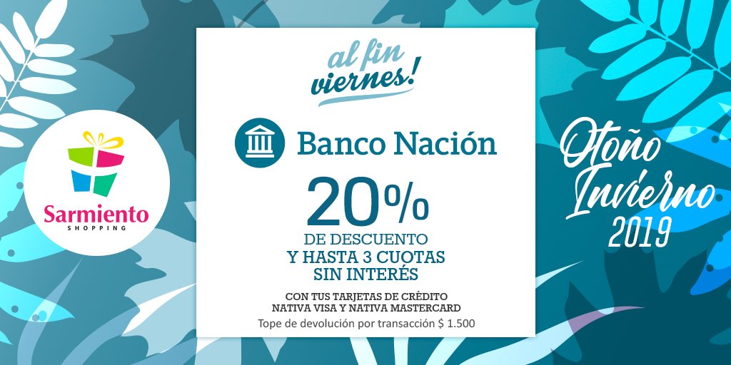 SarmientoShop's tweet photo. ¡Es #Viernes😀 y abrimos!

Ya podés venir a disfrutar de tus compras con tus tarjetas del Banco Nación💳 https://t.co/YvDysmQMtp