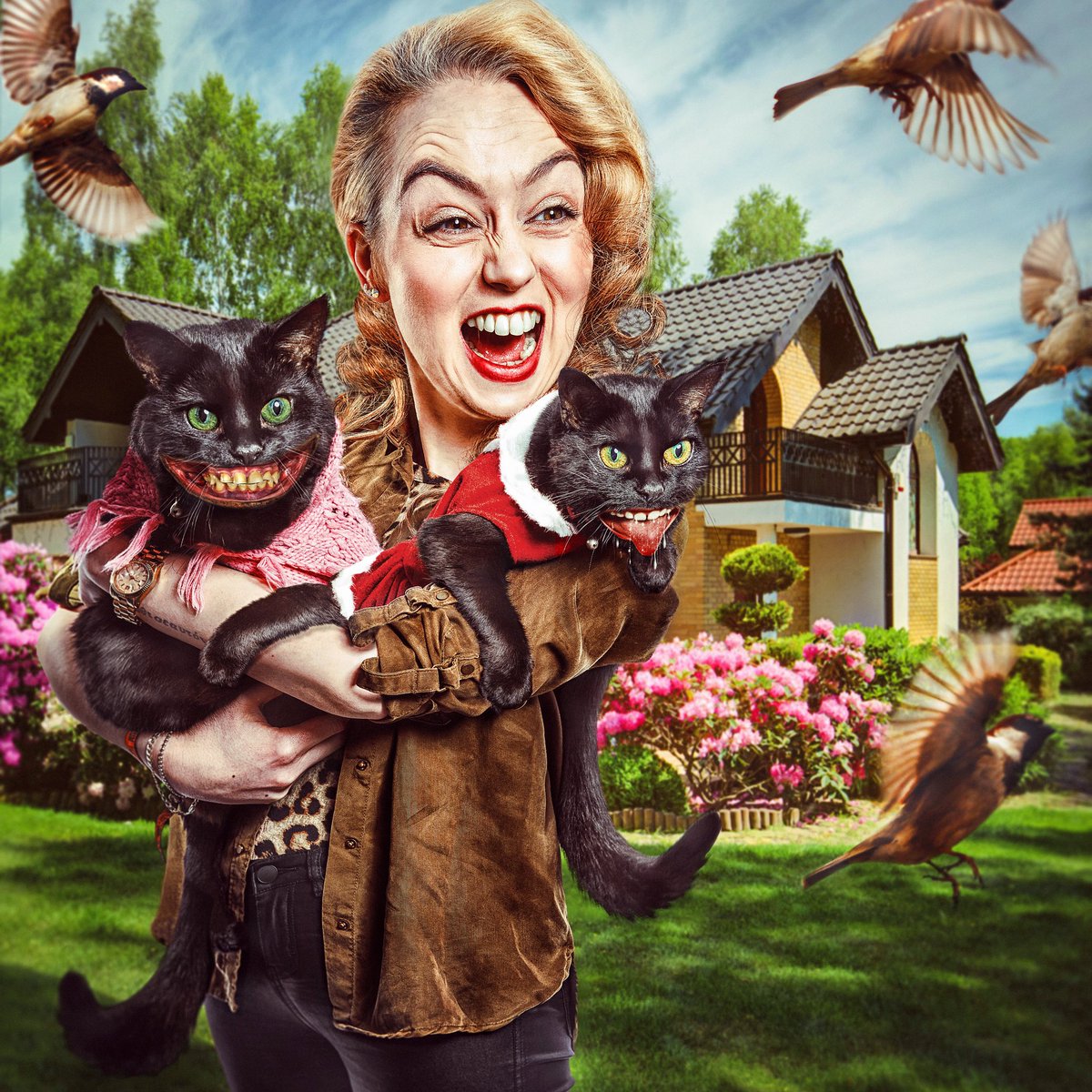This L!fe: Crazy Cat lady with @srj_makeupartist #catlover .
.
#ThisLife #crazycatlady #cats #caricature #character #digitalart #digitalartist #photography #photographer #cartoon #retouching #retoucher  #birds #pets #artwork #advertising #cat #leehowellphotography #leehowell