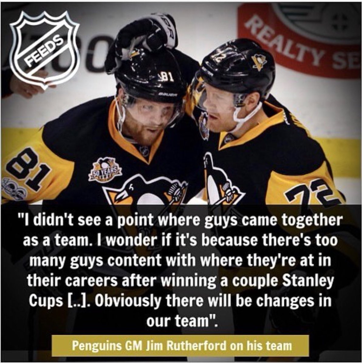 sandropacheco71's tweet image. This is what Pittsburgh Penguins GM Jim Rutherford had to say after his team were swept by the New York Islanders in the first round of the 2018-19 NHL Stanley Cup Playoffs. #ChangesAreComing #MovesAndTradesWillBeMade