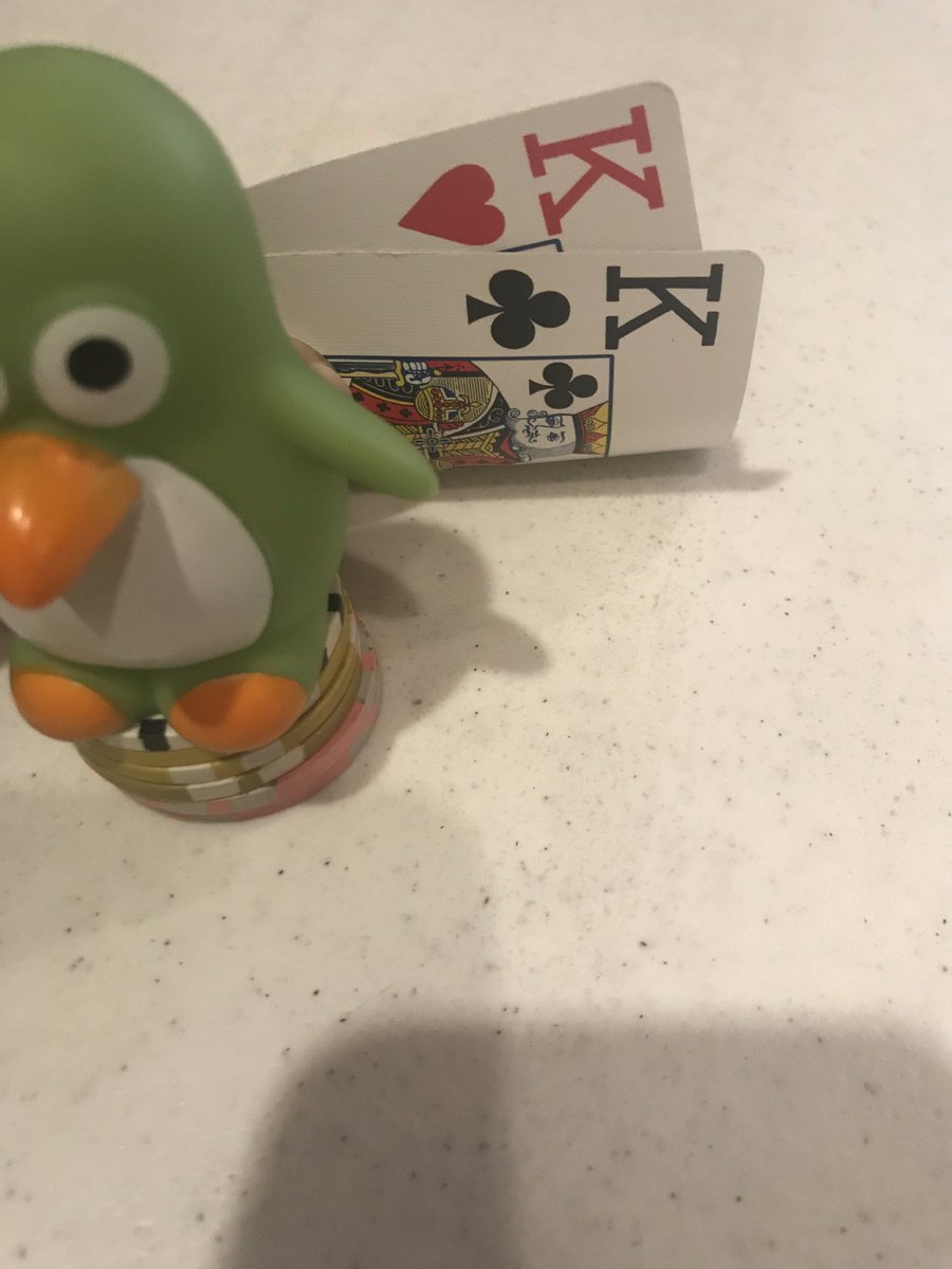 rosietexecano's tweet image. Short stack ninja mode let’s see what happens all in pre flop #poker #shortstackninja #penguin