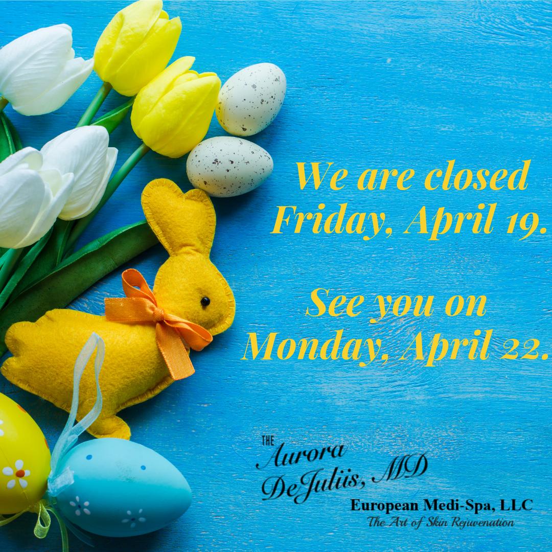 auroradejuliis's tweet photo. To all our beautiful and valued clients and friends: we hope you are able to spend time with family this weekend. See you on Monday! #drdejuliis #familytime #easter #passover #botox #bodycontouring #voluma #Vivace #europeanmedispa #montclairmedspa #medspa #firstmedspanj #medspanj https://t.co/efij0hh3u2