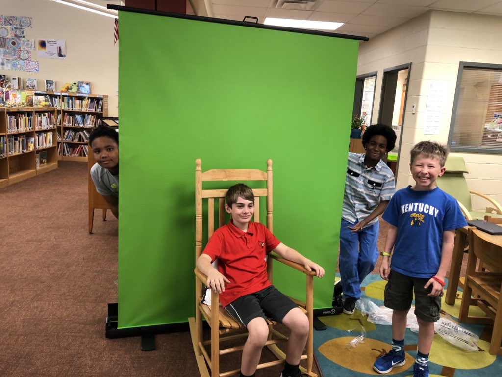 LibraryDunn's tweet photo. When the green screen room is booked on the regular... you get yourself a backup. Glad I had these creative fellas to help me try it out today. #BringOnTheProjects https://t.co/BwLc8mjSa3