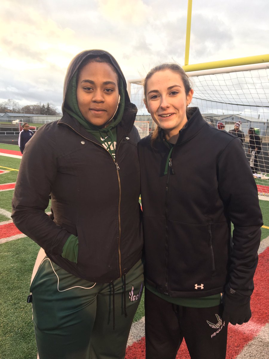GCHSGirlsTrack's tweet photo. Powell and Reglewski in shot and disc working together and beating the rain and wind! These ladies are POWERFUL both mentally and physically!! #throwlife #wowowow https://t.co/84OksVzVwQ