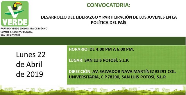PartidoVerdeSLP's tweet photo. Desarrollo del Liderazgo y Participación de los Jóvenes en la Política del País https://t.co/wZ42SuMs0j