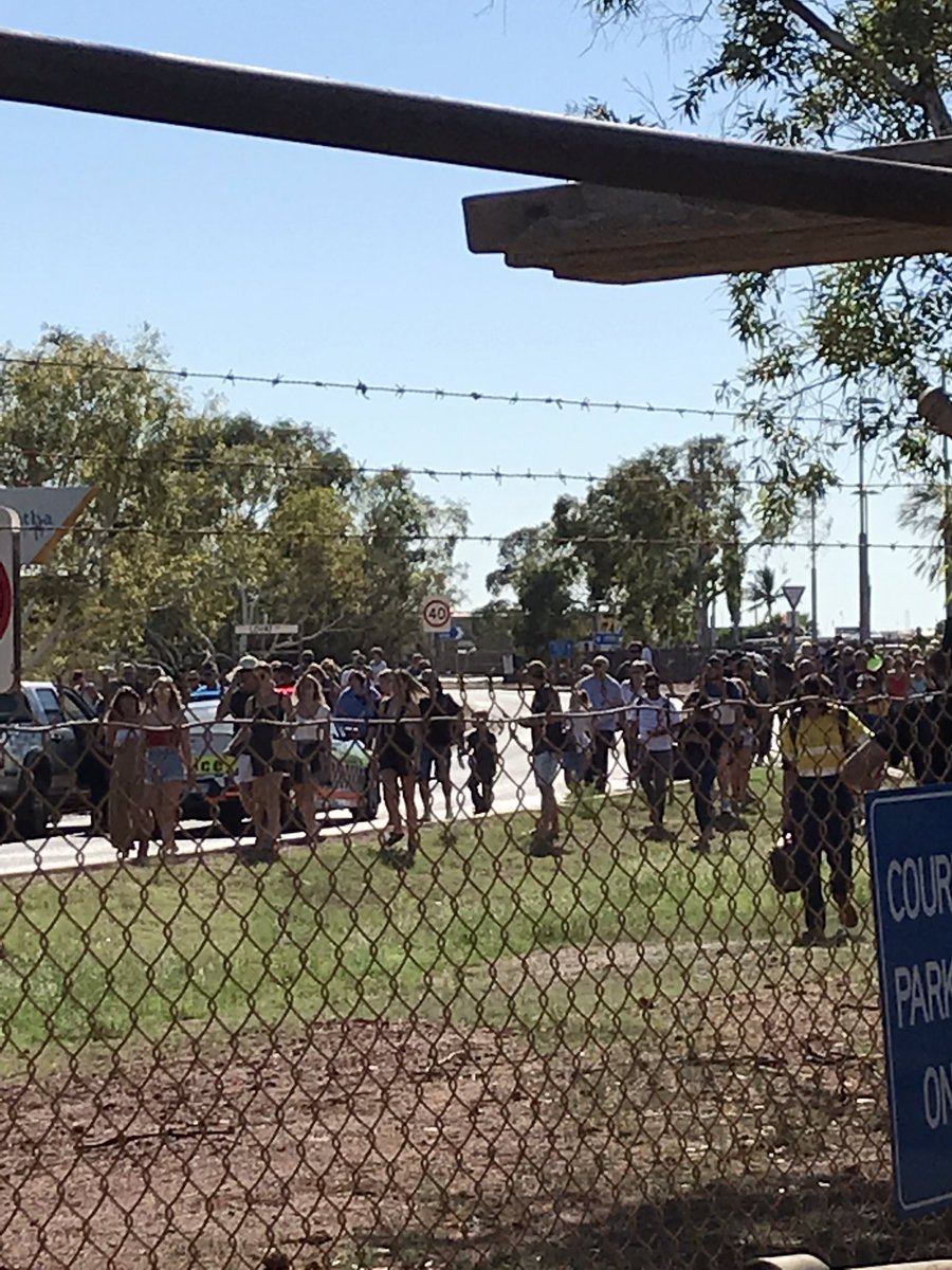 IrishCarberry's tweet photo. Karratha Airport on shut down.. building evacuated. Stay clear! #getmehome #quick @7NewsPerth @9NewsAUS https://t.co/lJP1sqHIr3