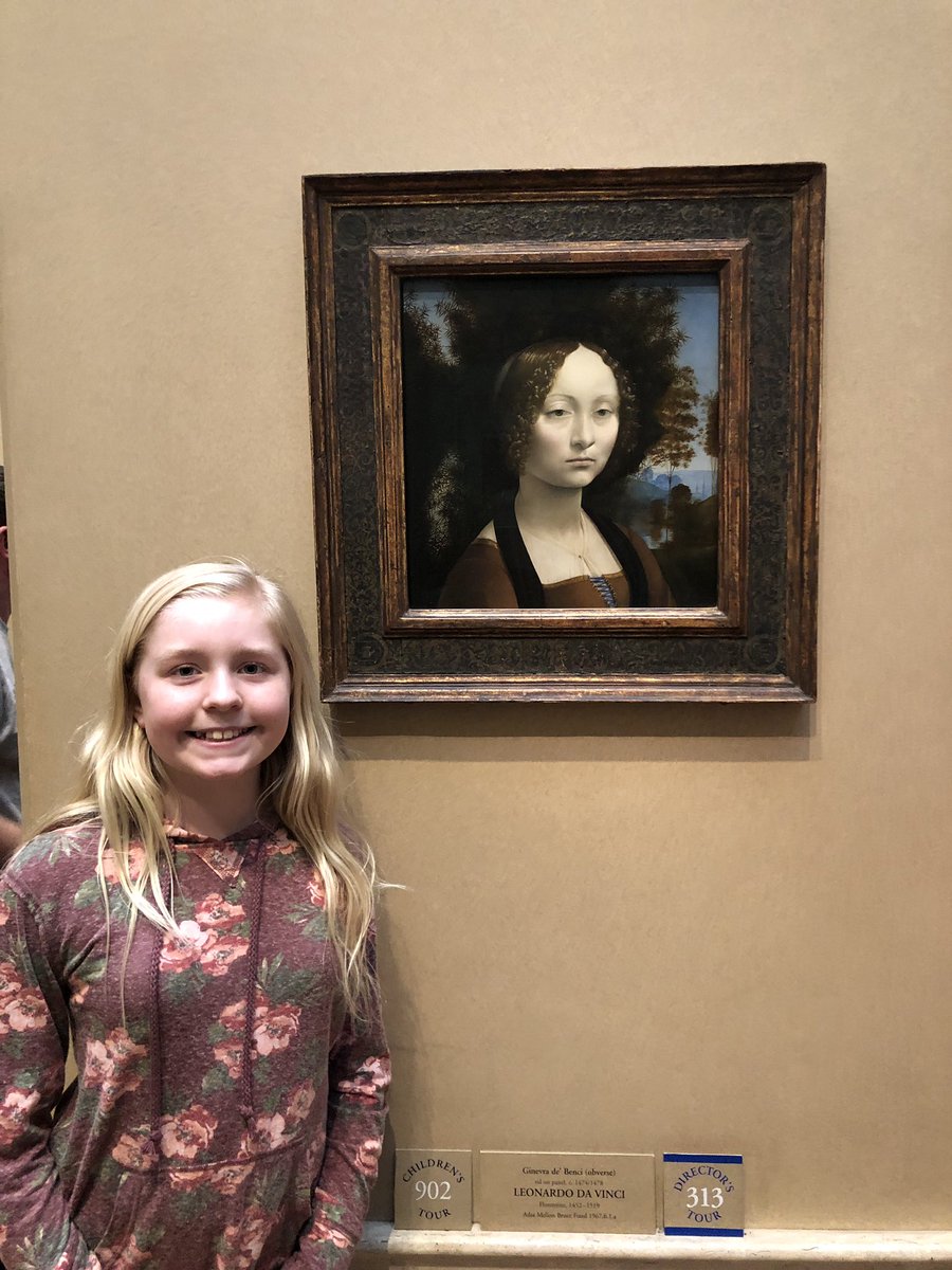 Mrsfulte's tweet photo. Josey Taylor knows it isn’t easy to see a real Leonardo DaVinci painting! There’s only one in the US. She found it in Washington DC! That’s what I call a great art student! #4columbiaeagles #cmsart https://t.co/3B76Bdc33l