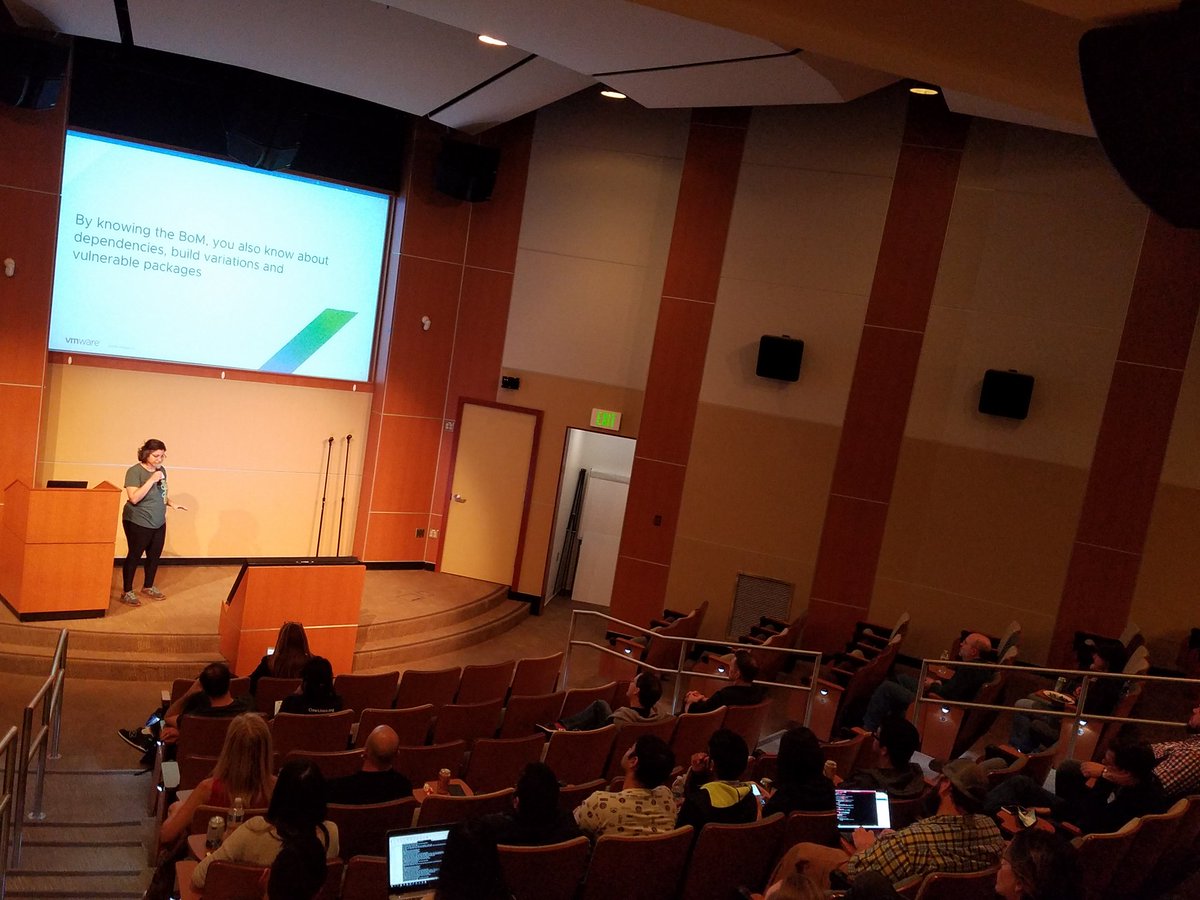 OpenStackOpenI1's tweet image. Nisha Kumar from @VMware introduces #Tern, a utility for software package introspection in containers