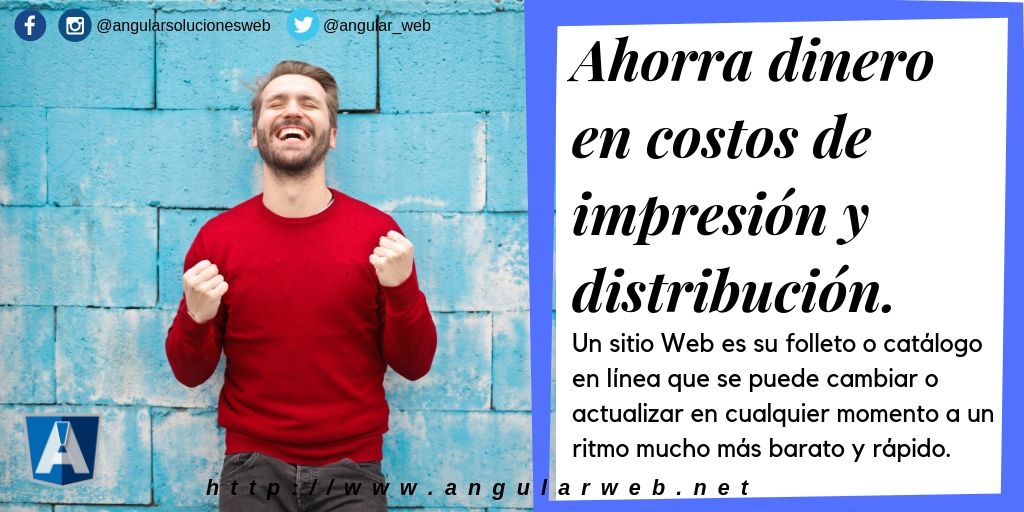 angular_web's tweet image. Un sitio Web es tu folleto o catálogo en línea, se puede cambiar o actualizar en cualquier momento a un ritmo mucho más barato y más rápido que el material de impresión. Le ahorra bastante dinero en costos de impresión y distribución. #AgenciaVirtual #MarketingDigital