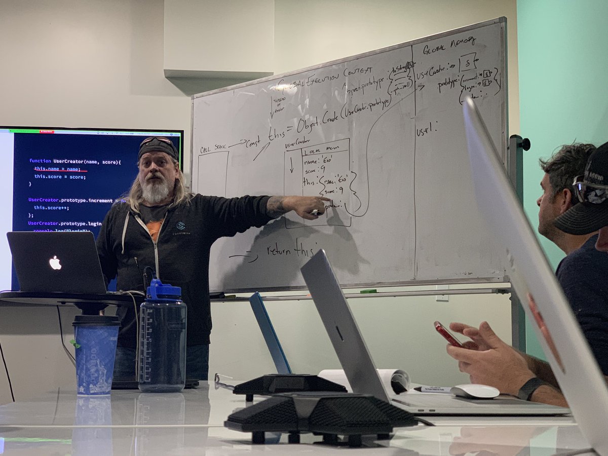 kiksy's tweet photo. This dude(Schno), gave me some confidence that I will make it through the amazing world of #JavaScript the hard parts at @codesmith_ #SpringIntoCode https://t.co/3IF7nwFKpR