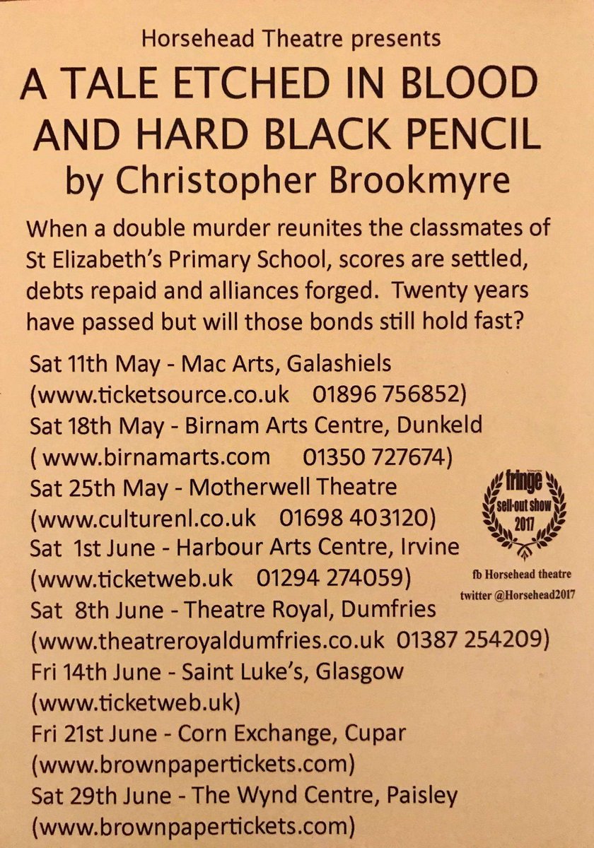TearintheTarta1's tweet photo. Tearin' the Tartan Theatre's own Tyree McClung will be appearing in an adaptation of A Tale Etched in Blood and Hard Black Pencil by Christopher Brookmyre. Check out the poster below if you would like to purchase tickets! 🎟 https://t.co/Ti6ormqOU0