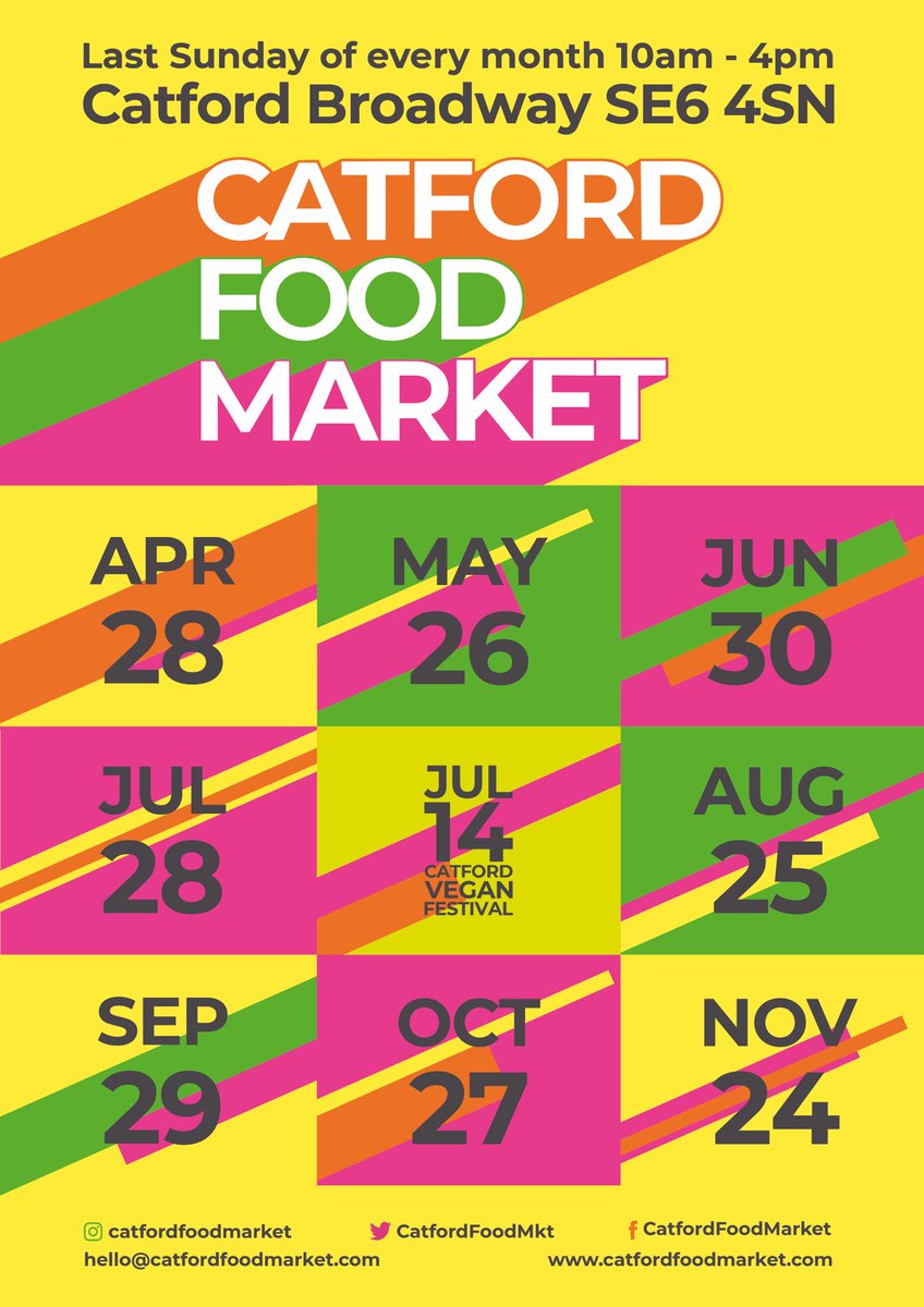 We’ve got that #FridayFeeling with our roll call for 28th April:
@jerkoffBBQ 
<a href="/Aguanabocauk/">Agua Na Boca London</a> 
<a href="/DaunsD/">DAUNS</a> 
<a href="/ROCosmetiKs/">ROCOSMETIKS Official #SkinCare</a>
<a href="/MissFlitsBakes/">MissFlits Bakes Vegan</a>
<a href="/Capocacciafinef/">CapoCacciaFineFood</a> 
<a href="/raastawala/">Raastawala</a> 
<a href="/ComfortandJoyCP/">Comfort & Joy</a>
<a href="/PattyMan_UK/">Patty Man</a> 
<a href="/brettandbailey/">Brett & Bailey</a>
<a href="/ToropampaUK/">TOROPAMPA</a> 
<a href="/Lucknow2London/">Lucknow 2 London</a> 
<a href="/66Streetfood/">Route 66 Streetfood</a> 
&amp; MORE
#CatfordFoodMarket