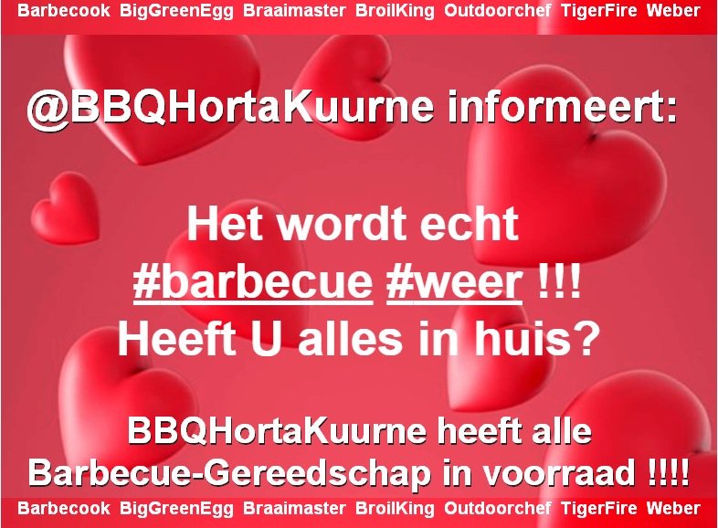 hortadendauw's tweet photo. Een goede #barbecue, #barbecueGereedschap ...
BBQ @hortadendauw  #Kuurne heeft alles in voorraad:
#Houtskool #Briketten #Gas
#BBQ's: #Barbecook #BigGreenEgg #Braaimaster #BroilKing  #Outdoorchef #TigerFire #Weber
#Toebehoren en #Kruiden en #Sausen https://t.co/fuloO6Mk1i