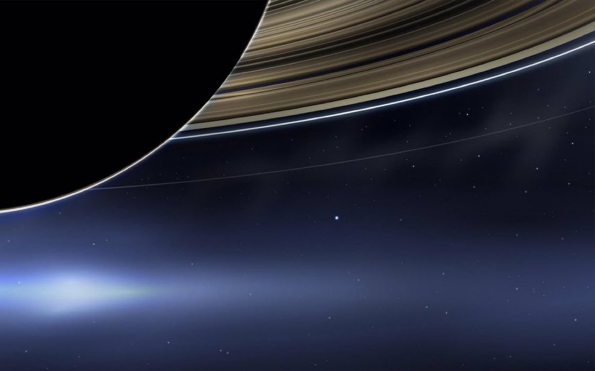ValaAfshar's tweet photo. 7.6 billion people live on this bright white dot (view of Earth from Saturn) https://t.co/Wm88L9Kcm8