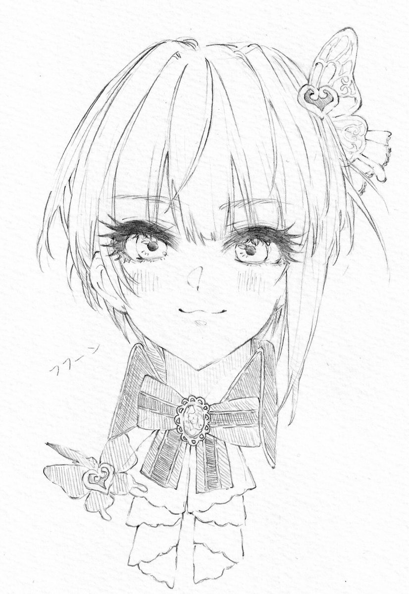 miyamoto frederica 1girl monochrome solo greyscale looking at viewer hair ornament short hair  illustration images