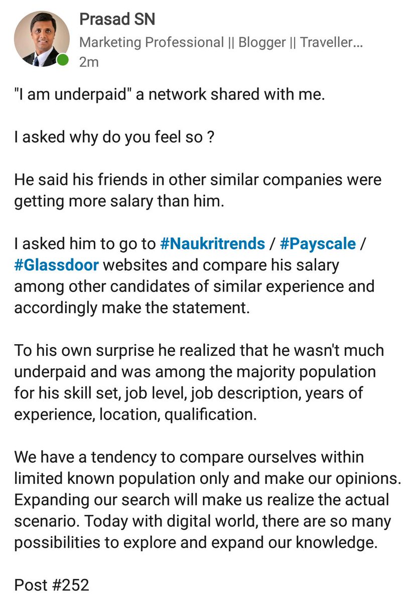 prasad_'s tweet photo. Do you feel you are underpaid ? Do this before your make your judgement !! 

#career #careeradvice #coaching #leadership #leaders #marketing #business #salary #JobSeekers #vimaan #management #leaders #employees  #training #skills #jobsearch #motivation #lessons https://t.co/wIrsEkIY9H