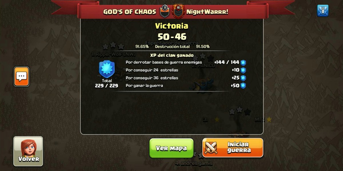 Una hermosa y GRAN GUERRA con nuestros amigos de <a href="/NightwarrrClan/">NightWarrr!</a> 😍❤
#GoGOC 🐨