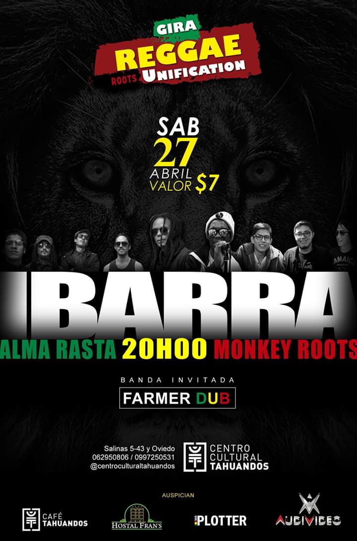 monkeyrootsss's tweet photo. ¡¡¡ IBARRA IBARRA IBARRA !!! La ciudad blanca se viste de reggae
Monkey Roots / Alma Rasta / Farmer Dub
Sábado 27 de Abril
Centro Cultural Tahuandos / 20h00
AFORO LIMITADO NO TE QUEDES FUERA
#girareggaeunification #monkeyroots #almarasta #ibarra #ecuador🇪🇨 #músicaenvivo #show https://t.co/T0xzog6V60