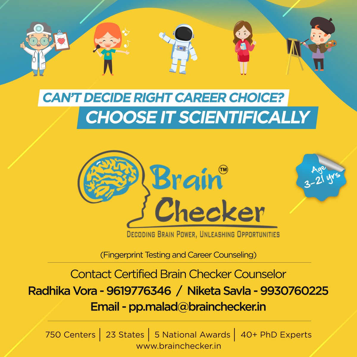 niketavora28's tweet photo. We at Brain Checker have also started with Finger Print testing (DMIT) and Career Counseling, along with Personality testing for age group of 3 to 21 years.

For more details, contact - Radhika Vora (9619776346)
Niketa Savla (9930760225) https://t.co/hbC1c65Adt
