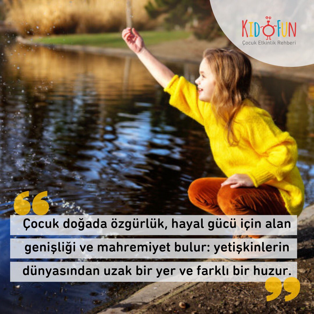 KidofunApp's tweet photo. "Doğa bir çocuğu korkutabilir de ama bu korku da bir amaca hizmet eder. #Çocuk doğada özgürlük, hayal gücü için alan genişliği ve mahremiyet bulur: yetişkinlerin dünyasından uzak bir yer ve farklı bir huzur."
Doğadaki Son Çocuk, #RichardLouv #ÇocugumveBen #Kidofunapp #Kidofun https://t.co/Ny2uTa8CiR