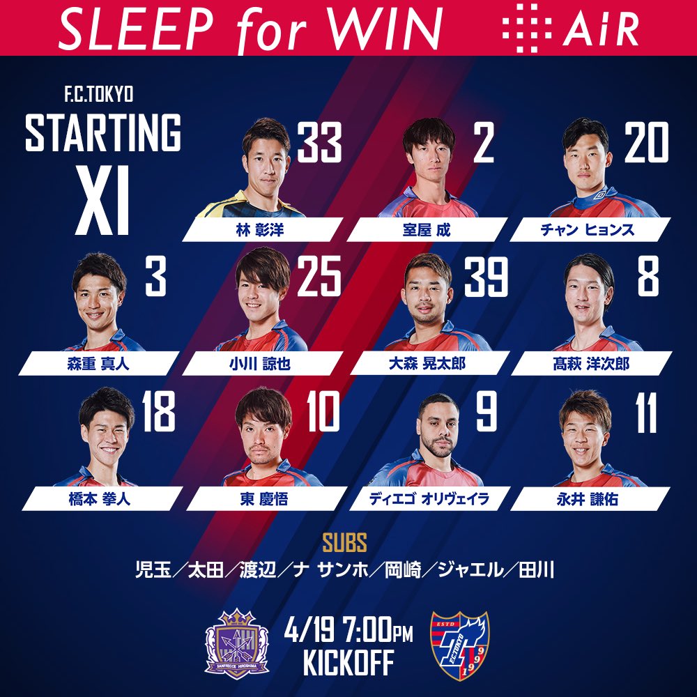 Fc東京 公式 3 28神戸戦 H Lifewithfctokyo スタメン発表 Vs サンフレッチェ広島 スターティングメンバーが発表されました スタジアムに来られない方は Dazn で T Co Xv8rpjucc0 Air Fctokyo Tokyo T Co Qe3piy6z5f