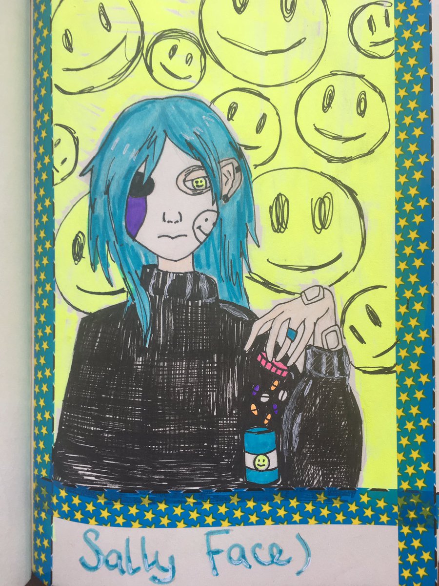 AlvoDec's tweet photo. Good morning. I painted a new drawing last night. #SallyFace https://t.co/j0FlhXry6Z