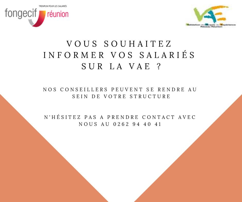ReunionFongecif's tweet photo. [VAE ENTREPRISE]
Vous êtes employeur et vous souhaitez informer vos salariés sur la VAE ? Contactez le Point Relais Conseil du FONGECIF ⬇️
 #VAE #validation #acquis #expérience #entreprise https://t.co/EES1LQ47po