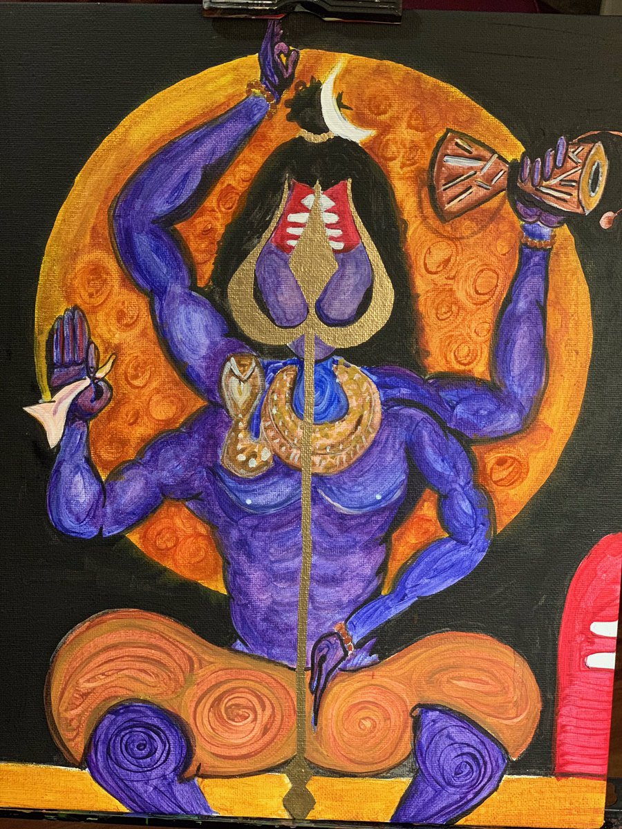 arya_creativ's tweet photo. Abstract painting I did of the nataraj, dance of consciousness performed by lord shiva: “With destruction comes creation” #acrylic #art #drawing #abstractart #painting #lordshiva #create #consciousness #destruction #creation #cern  #quantumawareness https://t.co/H8qWvmQdXx