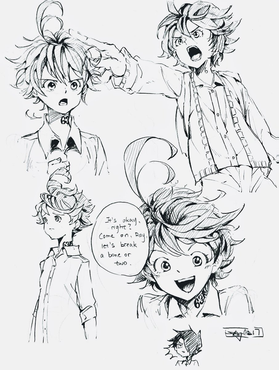 Emma doodles + manga studies of Emma 