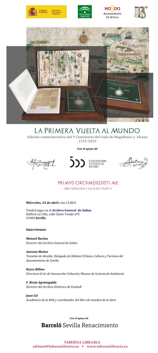 CÍRCULO CIENTÍFICO (@t_libraria) on Twitter photo tabernalibraria.es Concluida edición conmemorativa del <a href="/vcentenario/">Mejia.</a> de La Primera Vuelta al Mundo. Presentación en #Sevilla, el 24 de abril a las 12h, en el Archivo de Indias. Que la disfruten!!! <a href="/Ruta_Elcano/">RutaElcano</a> <a href="/Museo_Naval/">Museo Naval</a> @ICSevilla2019 <a href="/abc_cultura/">ABC Cultura</a> <a href="/AGNYEE1/">AGNYEE</a> tabernalibraria.es Concluida edición conmemorativa del <a href="/vcentenario/">Mejia.</a> de La Primera Vuelta al Mundo. Presentación en #Sevilla, el 24 de abril a las 12h, en el Archivo de Indias. Que la disfruten!!! <a href="/Ruta_Elcano/">RutaElcano</a> <a href="/Museo_Naval/">Museo Naval</a> @ICSevilla2019 <a href="/abc_cultura/">ABC Cultura</a> <a href="/AGNYEE1/">AGNYEE</a>