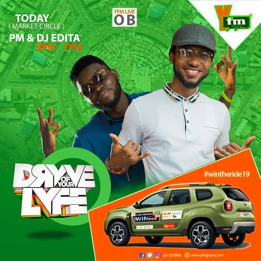 Y979FM's tweet photo. 3hours 30m more .....#DryveOfYourLyfe #DryveOnY w/ @pmdepresenter & @djjedita prod. @rahm_besia @y979fm .....Takoradi
#FireSquad
#LiveFromMarketCircle
#Yhotsquad
#SlipNSlide
#WinTheRide19
#GoodFriday
#EasterInTaadi
#ChopChop #Blaklaaa!!! https://t.co/Hp7s7ehfyl