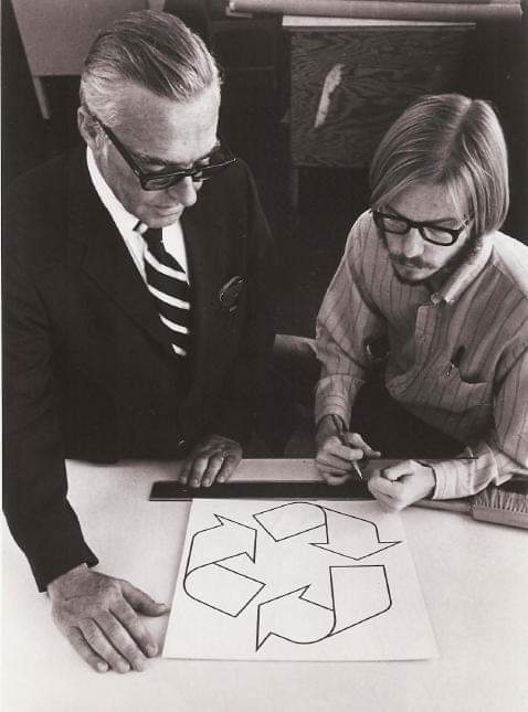 #GaryAnderson (On Right), Original #Design for the “#Recycling #Symbol,” 1970