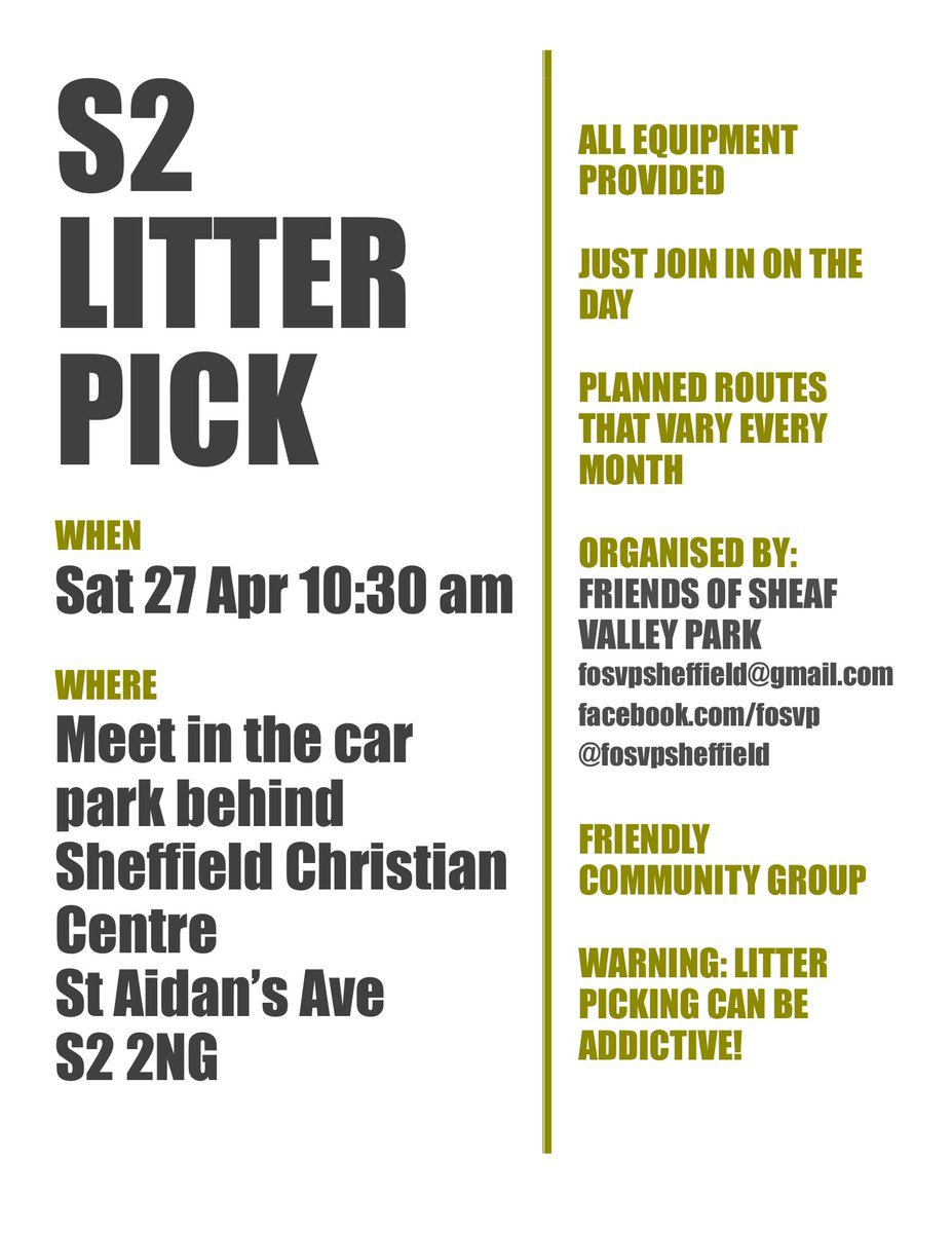 Anyone want to join us for a spring clean? Working with vols from the Sheffield Christian Centre for this one. All welcome <a href="/SheffLitterPick/">Sheffield Litter Pickers</a> @SheffSE_NHP <a href="/MCDTSheffield/">MCDT</a> #community #volunteering #outdoors #environment