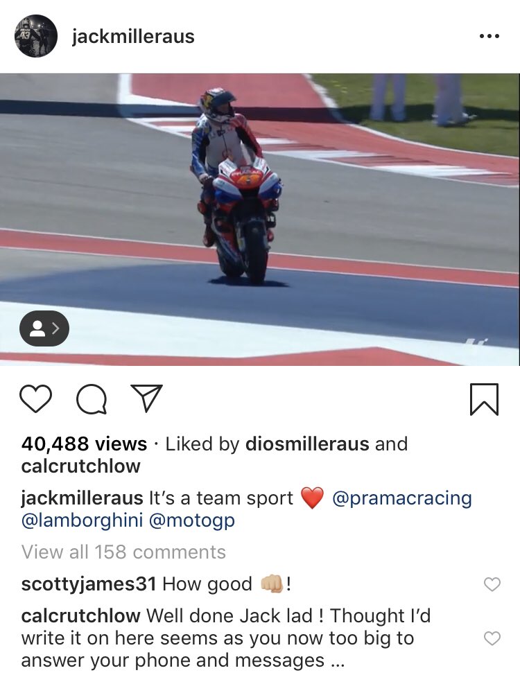 Cal Crutchlow’s comment on Jack Miller’s Instagram post 😂😂😂