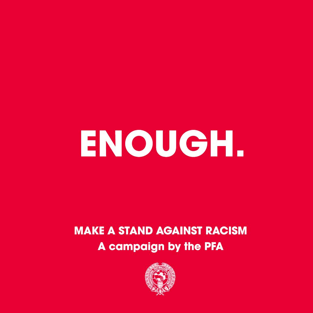 #Enough

We are making a stand against racist abuse.  

We recognise that our platforms come with responsibility, and so we are using our voice to stand against racist abuse.  

Together, we are calling on social media platforms and footballing bodies to do more!