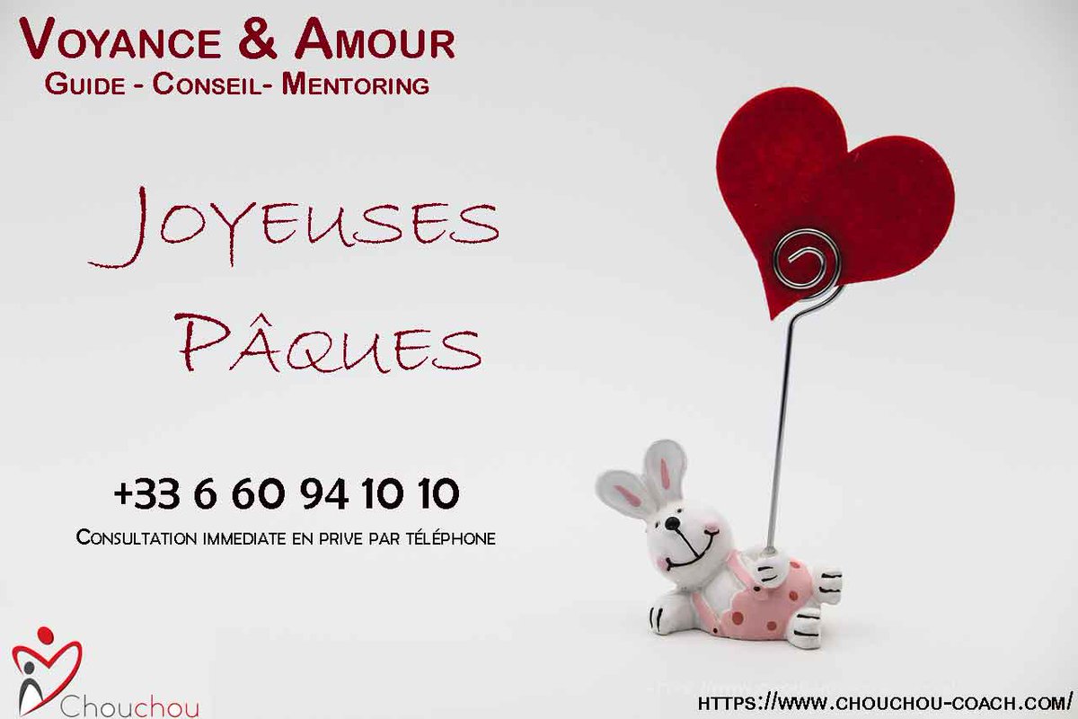 chouchoucoach's tweet photo. ON VOUS SOUHAITE DÉJÀ UNE BONNE FÊTE
Chouchou Coach a pour mission d’aider ses clients à avoir une représentation claire de leur projet #amoureux. 
#voyance #médium #amour #pâques https://t.co/ensjIrGOB9