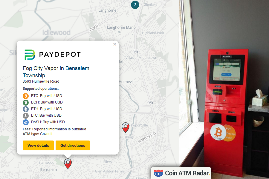 CoinATMRadar's tweet image. Visit this new installed #covault #bitcoin machine at Fog City Vapor in #BensalemTownship. Operated by #PayDEPOTLLC. Supported operations and coins:
#BTC #BCH #ETH #LTC #DASH 
coinatmradar.com/bitcoin_atm/76…