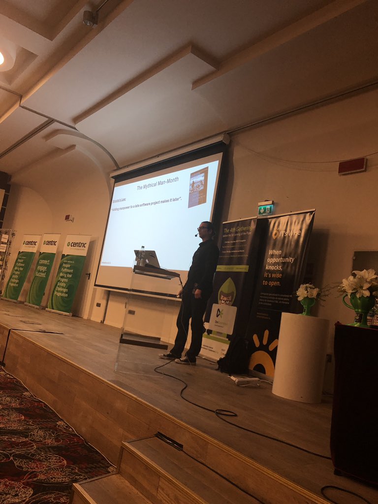 danielDughy's tweet photo. The Mythical Man-Month 🤓 So true! #devexperience19 @AdamTornhill Great talk! https://t.co/dQVYlxjjLA