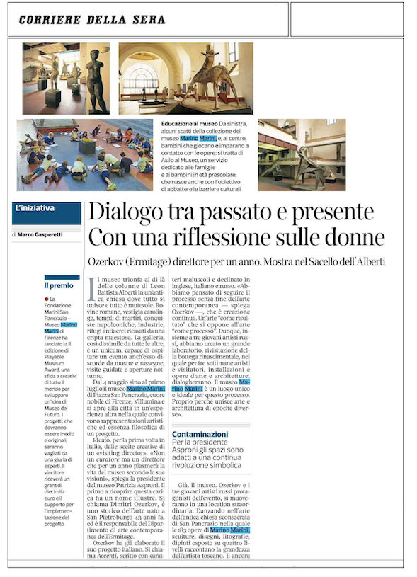 MuseoMariniFi's tweet photo. Oggi sul @Corriere uno #speciale dedicato alle prossime attività del #MuseoMariniFirenze, coordinate dal Visiting Director 2019 #DimitriOzerkov del Museo @state_hermitage di San Pietroburgo
✔ Due mostre, tre artisti, una maratona notturna sabato #4maggio e molto altro https://t.co/ZdB8DKdlcG