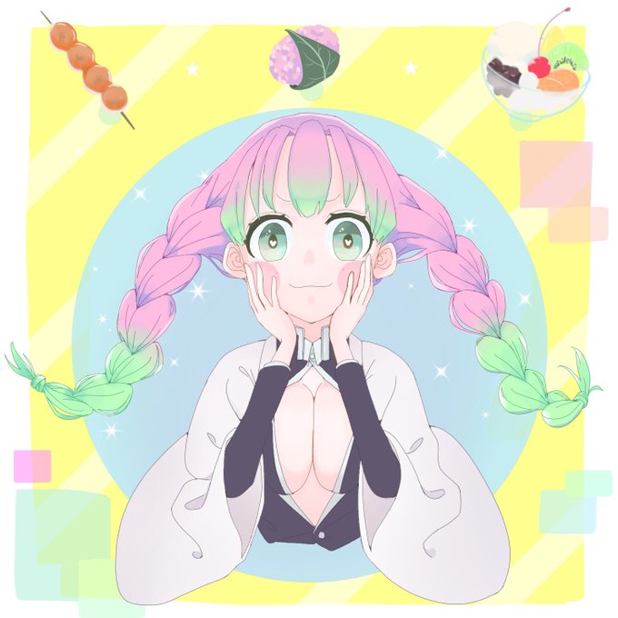 ゆ🐣さんがTwitterに投稿した甘露寺蜜璃(鬼滅の刃)のイラスト。
