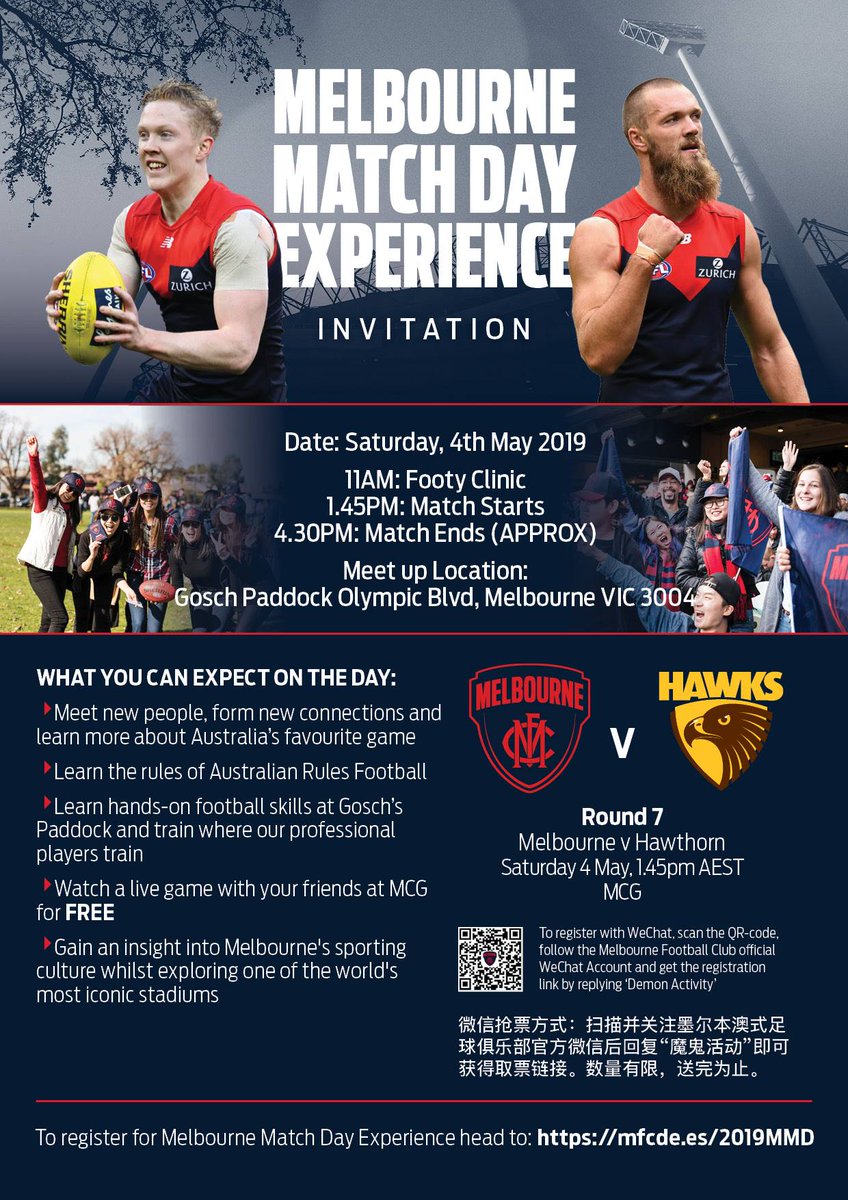 AFISorg's tweet image. Interested in learning Aussie culture whilst meeting new people who like football like you? Register to attend our Melbourne Match Day Experience here ow.ly/woOk30otB2W 
Date &amp;amp; time: 11am Sat, 4th May 2019
Meet up Location: Gosch's Paddock Olympic Blvd, Melbourne VIC 3004