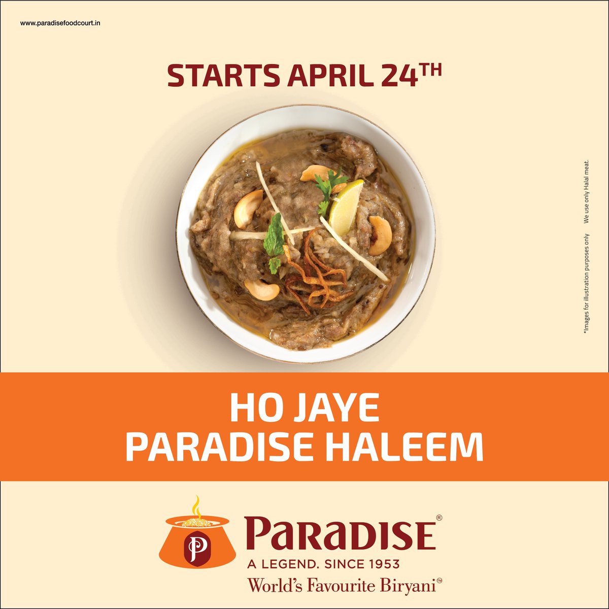 Ho Jaye Paradise Haleem. Treat yourself to the best Haleem in town from Apr. 24 at Paradise Food Courts. Our scrumptious Haleem is famous for its signature taste, pure ingredients and hygienic preparation. #ParadiseHaleem #Paradise