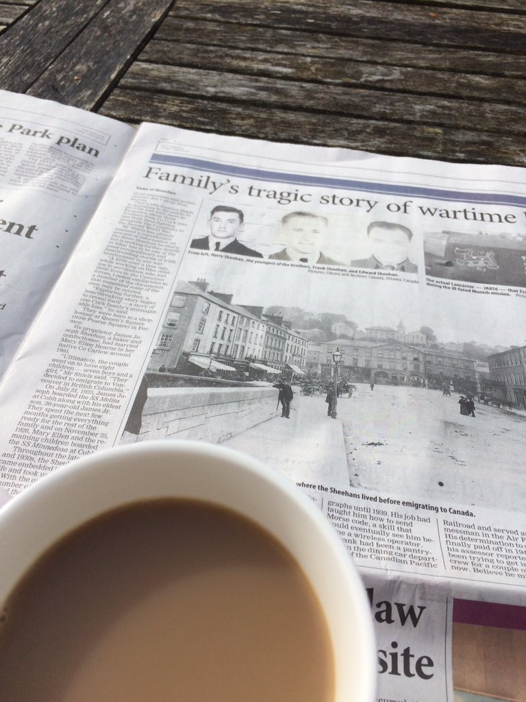 Morning coffee in the sunshine reading up on latest research by @irishacw #ww2 #canadianveterans #irishcanadian
