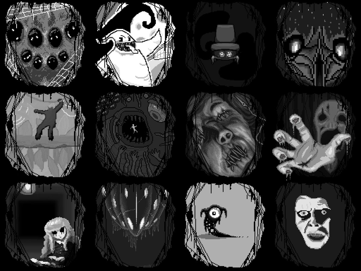 pigeonhat's tweet photo. #framedpixels 8 is finished. Theme was #nightmares. Some amazing entries as per usual! 

@PixelShorts @BehrwellBear @Paperfish_S @ImTNewW Exzyhero (Discord) @mkmc800 @jak_gem @samaramon_m @bear_pixels @NOP_Pixels @Jin93101 Myself

#PixelArt https://t.co/FMOXlsOabT