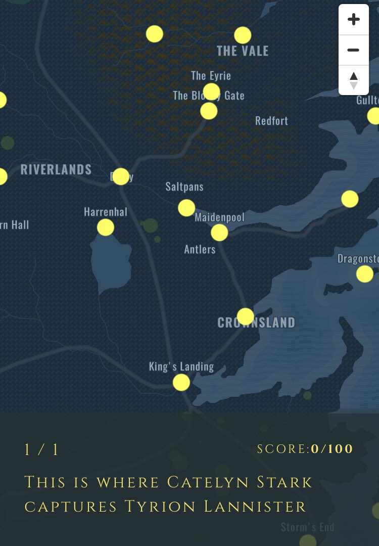 hacheka's tweet photo. A sneak peek on the #GameofThrones trivia game powered by @CARTO and #CARTOVL

In your devices next week! https://t.co/sX9mWeNVnL