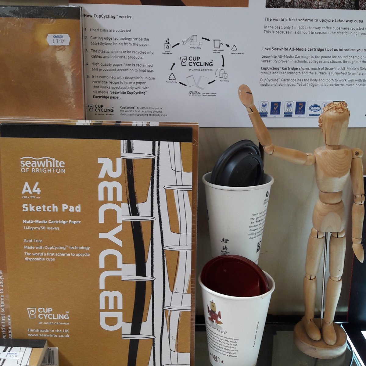NewcastleArts's tweet photo. They're here! Cup cycle pads from seawhite yipee :-) 

Available in A3 and A4. 

Let's get creative on fantastic save the planet paper.

#detailsartshop #seawhite #cupcycle #art https://t.co/N8RozeHtHZ