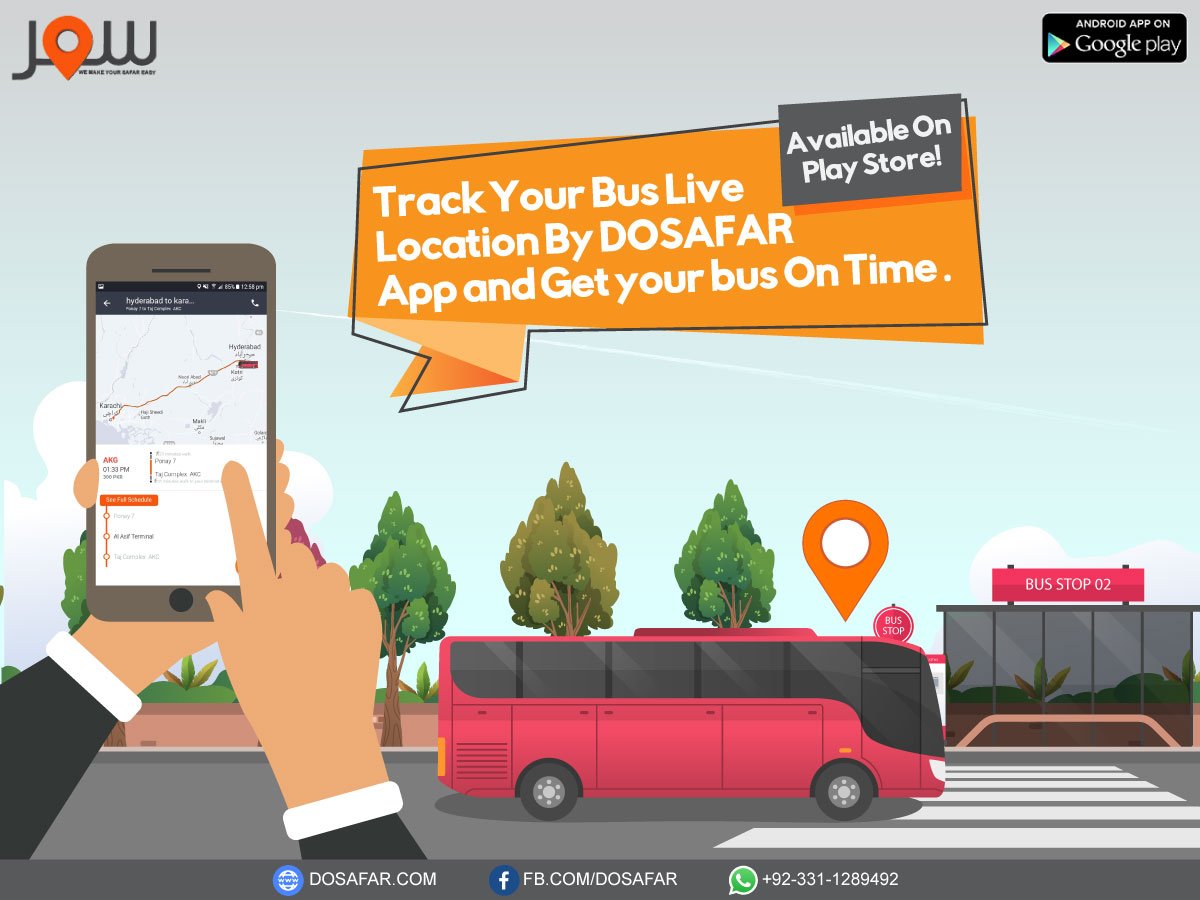 DoSafar2016's tweet image. Track your bus live location by DOSAFAR app get your bus on time. 
AVAILABLE ON PLAY STORE!

#dosafar #onlinebooking #easyapp #easytravelling #searchlocation #booknow #bookingdetails #notificationalerts #bookingdetails #allstops #kcs #akc #guleattar #simplesteps #tracklocation