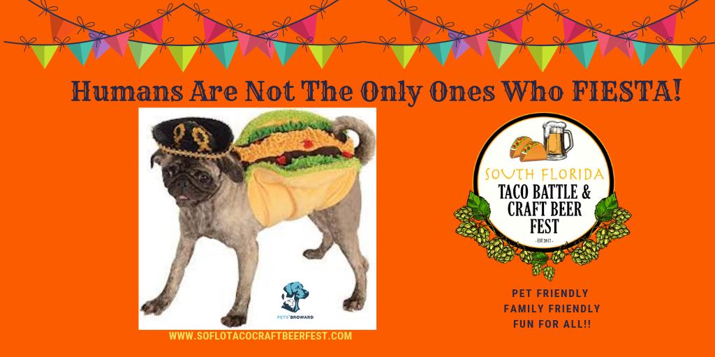 NO ONE ENJOYS A GOOD FIESTA BETTER THAN TACO DOG!🌮🐶 WELL BEHAVED PETS ARE ALWAYS WELCOME!!🎉 Family Friendly - Pet Friendly!

#soflotacofest - Best ticket in town! 🌮🍻🎶🚘 ow.ly/Byze50qSvHA .

#tacos #craftbeer #pets #family #southflorida