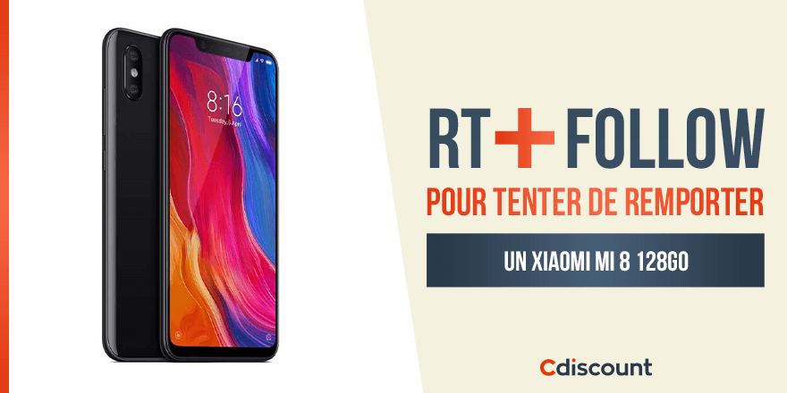 🎁 #Concours

👉 Tentez de remporter un Xiaomi Mi 8 128Go : bit.ly/2DjXXS1 !

🔸 Pour tenter votre chance : 
RT + Follow <a href="/Cdiscount/">Cdiscount</a>

TAS 25/04