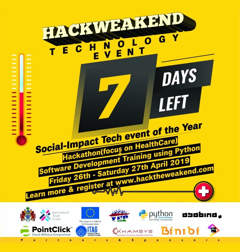 Fabiyi_WaleTaza's tweet image. It's 7days to the most prolific #Socialimpact ,#techforgood event of the year @hackweakend.
We want to change the narrative& impact #Gambia using #technology
ProudlySupportedBy
@ThePSF @yepgambia @ITAGGambia @jetbrains @pointclicktech @vidbina @Khamsys
#HealthTech #hackathon